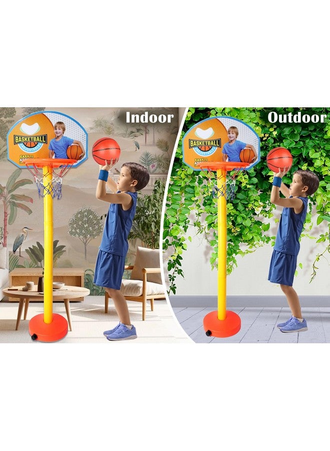 فولي مجموعة كرة سلة كاملة للأطفال مع حامل قابل لتعديل الارتفاع | طوق كرة سلة للأطفال | ألعاب كرة سلة رياضية للأطفال | ألعاب داخلية وخارجية للأولاد والبنات، هدية عيد ميلاد - Image 4