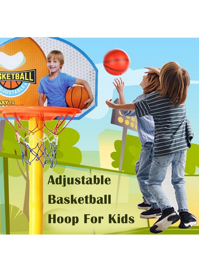 فولي مجموعة كرة سلة كاملة للأطفال مع حامل قابل لتعديل الارتفاع | طوق كرة سلة للأطفال | ألعاب كرة سلة رياضية للأطفال | ألعاب داخلية وخارجية للأولاد والبنات، هدية عيد ميلاد - Image 2