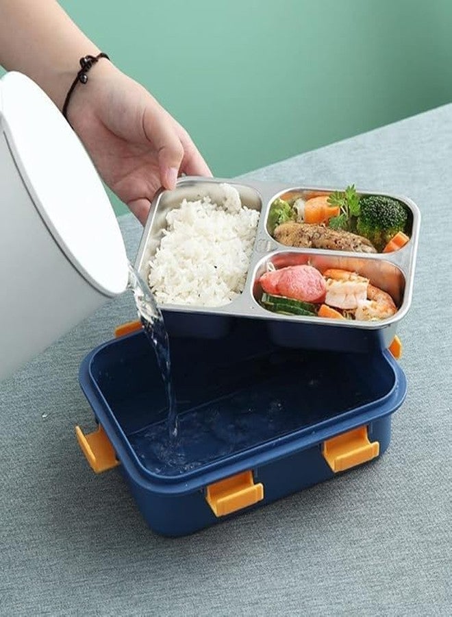 AESTROKE 3-Compartment Stainless Steel Lunch Box with Leak-Proof Lid, Bento Style Food Container,[Multicolor][1 pcs] - Image 3