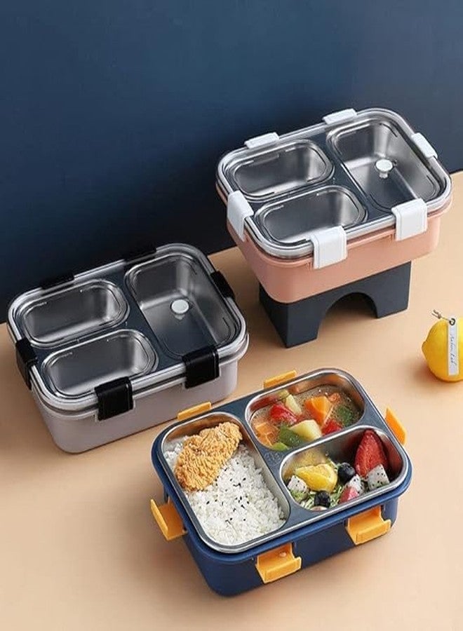 AESTROKE 3-Compartment Stainless Steel Lunch Box with Leak-Proof Lid, Bento Style Food Container,[Multicolor][1 pcs] - Image 2