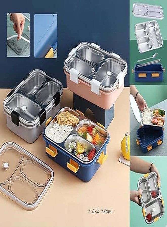 AESTROKE 3-Compartment Stainless Steel Lunch Box with Leak-Proof Lid, Bento Style Food Container,[Multicolor][1 pcs] - Image 4