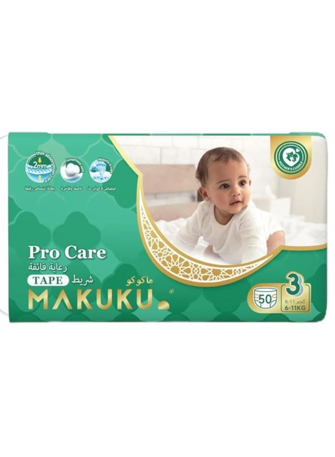 Makuku Pro Care Tape Diapers Size 3 6-11kg  4-6months 50 Diapers