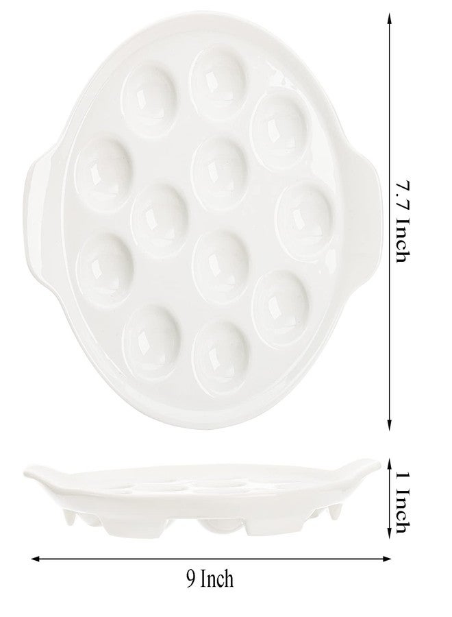 Okllen 4 Pack Ceramic Escargot Plates with 12 Holes and Handles, 9 Inch Seafood Snail Dish Footed Plates White Escargot Baking Dish Server for Home, Kitchen, Restaurant, Hotel, BBQ - Image 2