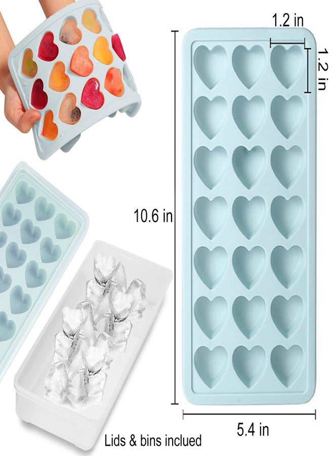 FOSOE 2 Pack Heart Shpaed Ice Cube Trays with Lids, Heart ice Molds, 42 Holes Silicone Heart Ice Cube Molds for Whiskey, Cocktail, Fun Shapes Ice Cubes, Chocolate, Candle, Candy, Jelly, Jello - with Lids - Image 2