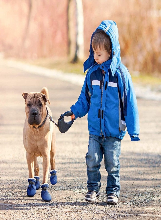 PETANGEL Dog Shoes|Pack of 4pcs Anti-Slip Dog Boots with Reflective Stripe & Comfortable Soft Soled Skidproof Sneakers with Adjustable Drawstring for Chiuhuahua, Yorkshire,Toy Pom, etc (Blue, Size:2) - Image 4