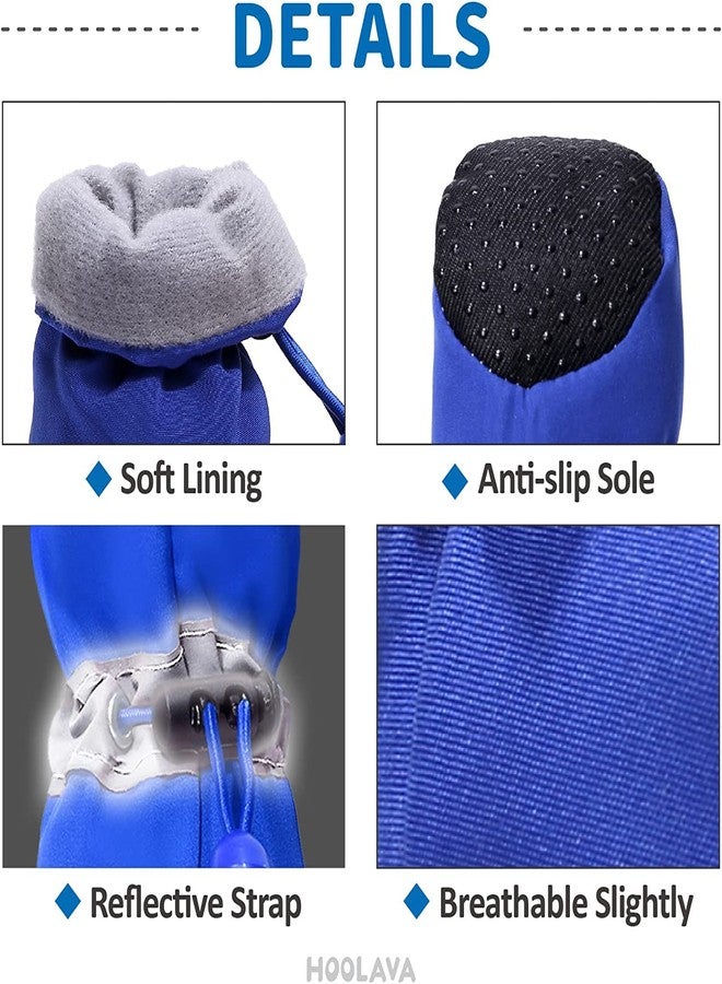 PETANGEL Dog Shoes|Pack of 4pcs Anti-Slip Dog Boots with Reflective Stripe & Comfortable Soft Soled Skidproof Sneakers with Adjustable Drawstring for Chiuhuahua, Yorkshire,Toy Pom, etc (Blue, Size:2) - Image 3