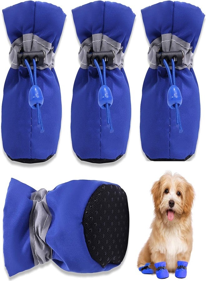 PETANGEL Dog Shoes|Pack of 4pcs Anti-Slip Dog Boots with Reflective Stripe & Comfortable Soft Soled Skidproof Sneakers with Adjustable Drawstring for Chiuhuahua, Yorkshire,Toy Pom, etc (Blue, Size:2) - Image 1