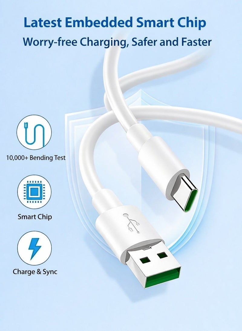 شاحن سريع GaN SuperVOOC بقوة 65 واط مع كابل USB-A إلى Type-C بطول 1 متر، محول عالي الجودة لهواتف OPPO وRealme وOnePlus، أبيض - Image 2