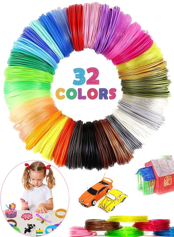 32 Colors PLA 3D Pen Filament Refills 1.75mm Diameter 10 Feet Each Total 320 Feet Bright Random Color 3D Printing Filament for Kids DIY Creative Art Craft Projects - Image 1