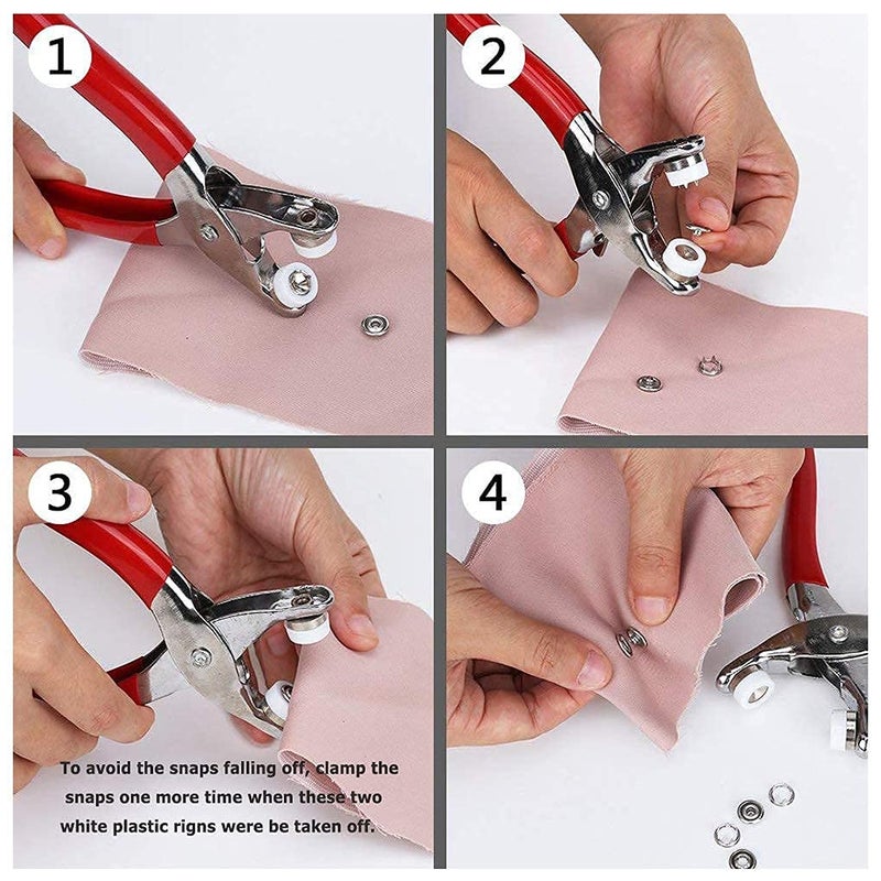 10L0L 3/8 Inch Open-Ring Cap Gripper Grip Prong Stainless Steel Snaps No-Sew Button Fasteners Studs, Fastener Pliers (Snaps Pliers and 100-Piece Set) - Image 5