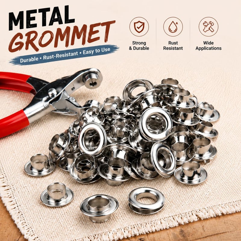 10L0L 3/8 Inch Open-Ring Cap Gripper Grip Prong Stainless Steel Snaps No-Sew Button Fasteners Studs, Fastener Pliers (Snaps Pliers and 100-Piece Set) - Image 3