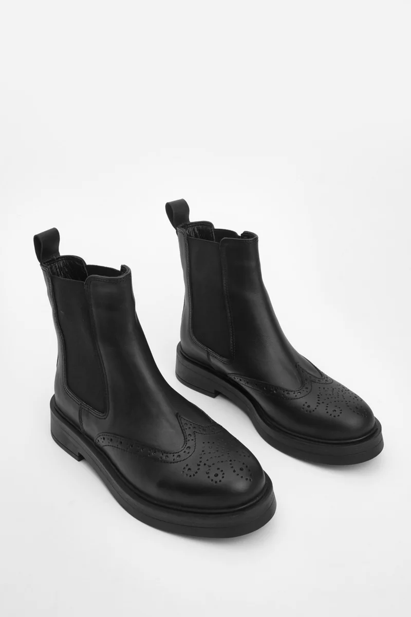 مارجين Margin Women's Genuine Leather Elastic Side Band Casual Boots Yestin
