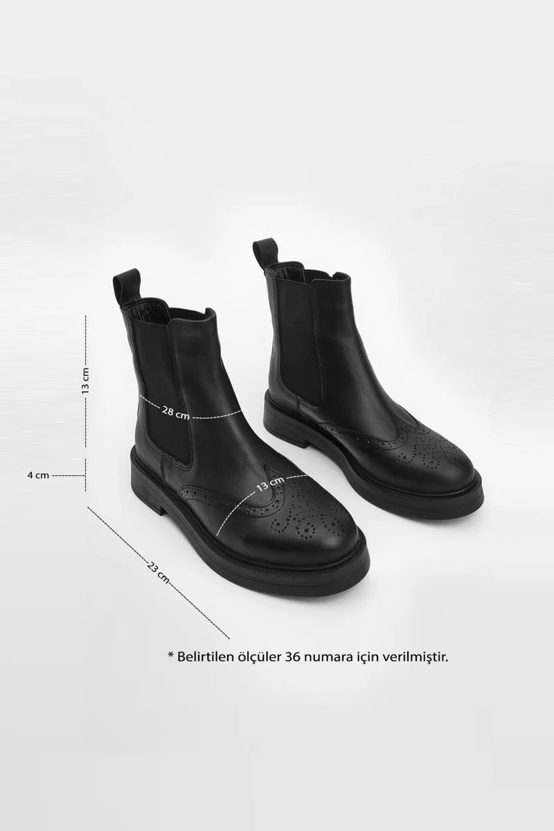 مارجين Margin Women's Genuine Leather Elastic Side Band Casual Boots Yestin
