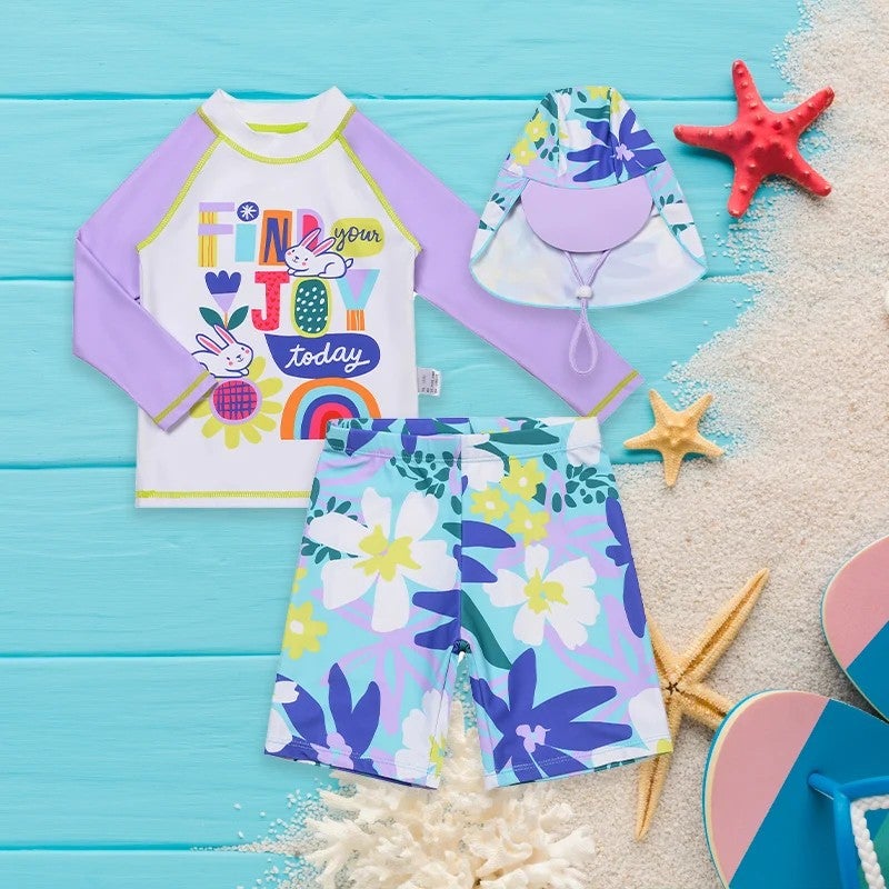 Bluejw High Quality Kids Swimsuit for Boys Girls Summer Sportswear Set With Long Sleeves Hat  Cheap Children's Swimming Suit - Image 5