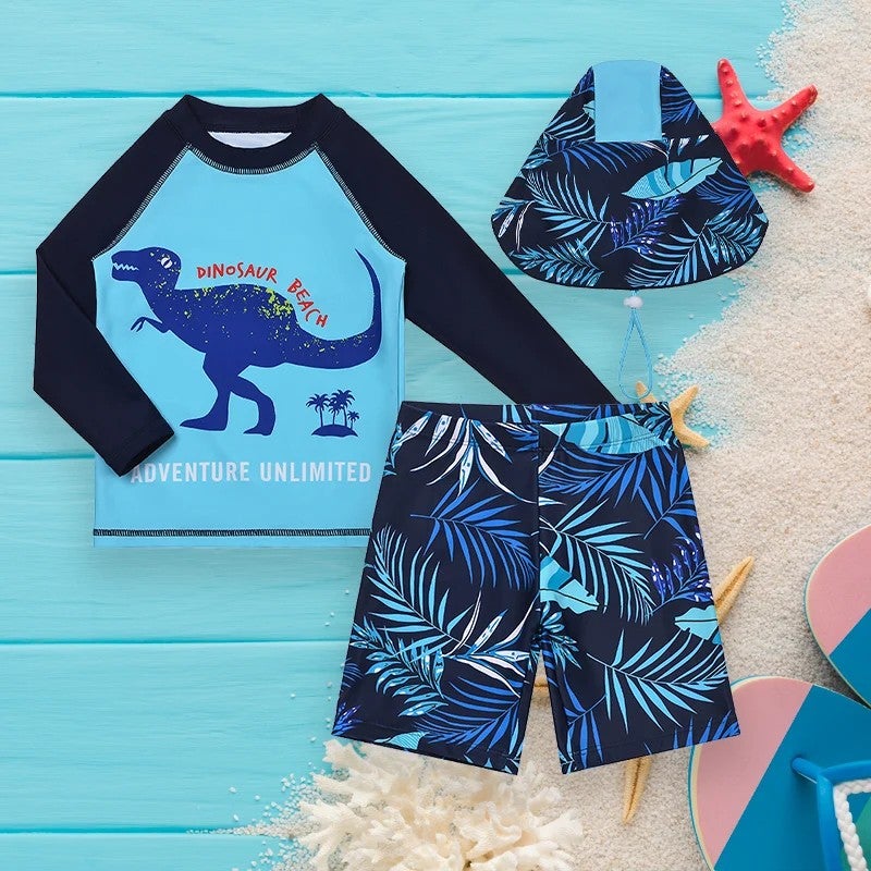 Bluejw High Quality Kids Swimsuit for Boys Girls Summer Sportswear Set With Long Sleeves Hat  Cheap Children's Swimming Suit - Image 3