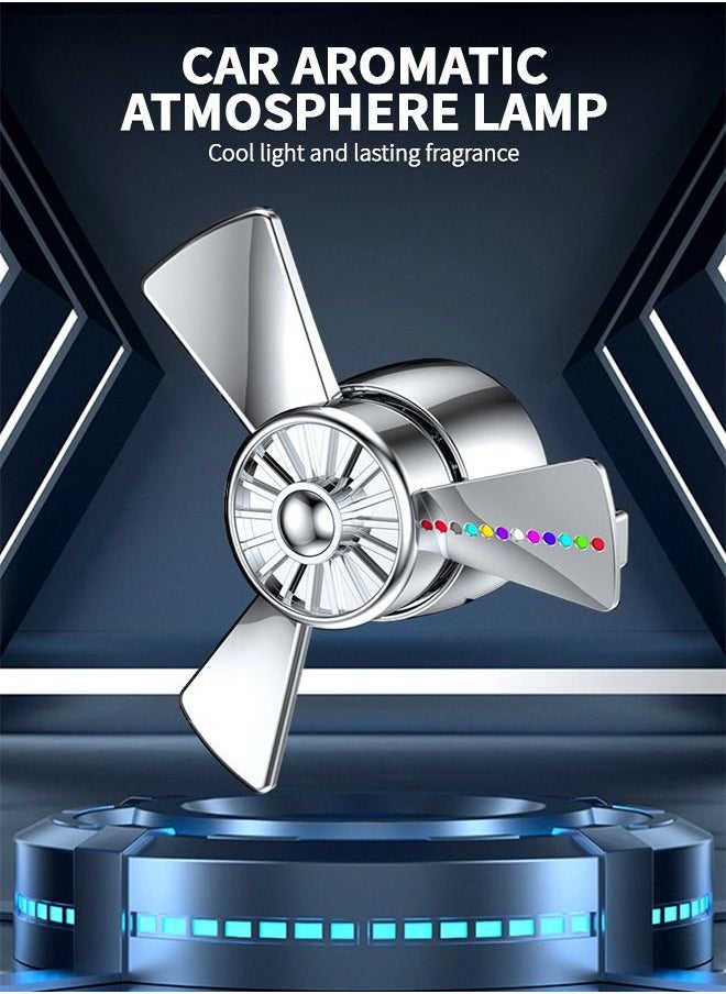 GROIC - Car Air Fresheners Airplane Propeller Turbo Car Air Freshener Scent Diffuser Clip Accessories for Automotive Vent Creative Decoration with Colorful Atmosphere Lamp - Image 1