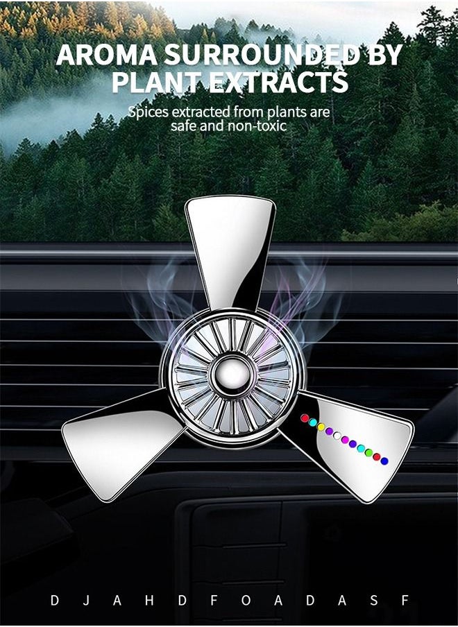 GROIC - Car Air Fresheners Airplane Propeller Turbo Car Air Freshener Scent Diffuser Clip Accessories for Automotive Vent Creative Decoration with Colorful Atmosphere Lamp - Image 1