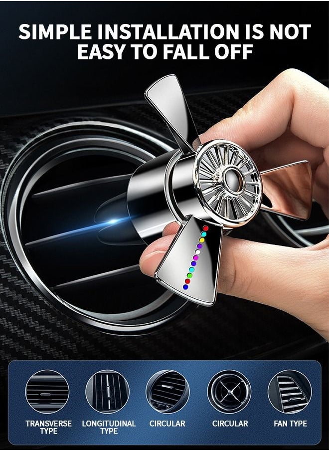 GROIC - Car Air Fresheners Airplane Propeller Turbo Car Air Freshener Scent Diffuser Clip Accessories for Automotive Vent Creative Decoration with Colorful Atmosphere Lamp - Image 1