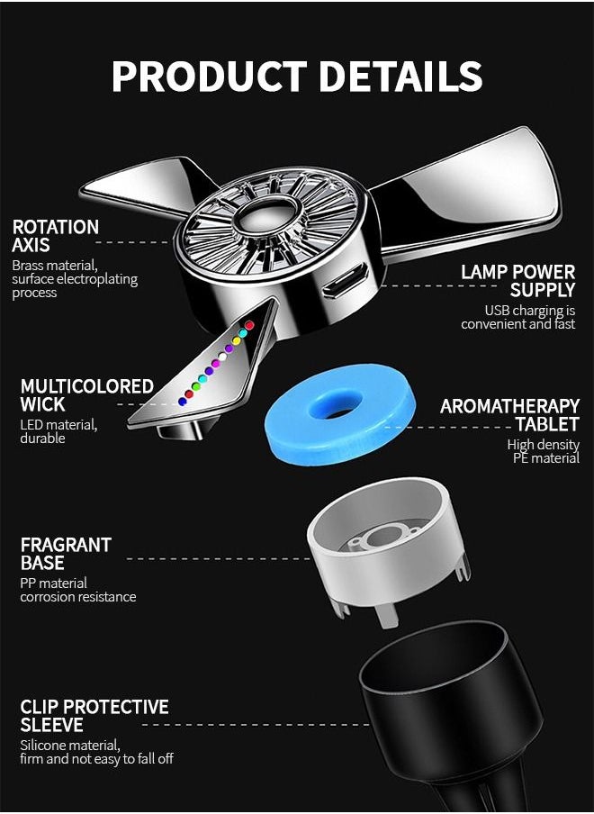 GROIC - Car Air Fresheners Airplane Propeller Turbo Car Air Freshener Scent Diffuser Clip Accessories for Automotive Vent Creative Decoration with Colorful Atmosphere Lamp - Image 1
