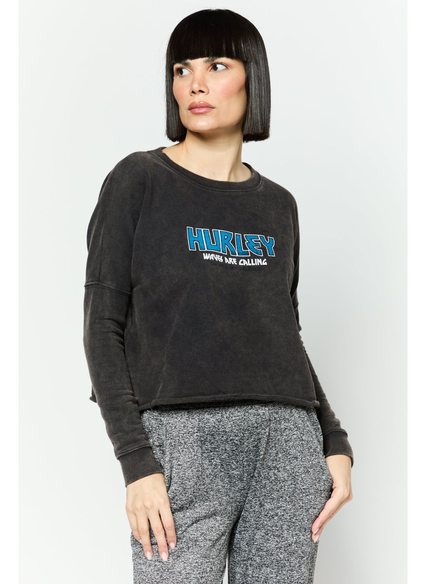 Hurley Women Sportswear Fit Long Sleeve Outdoor Sweatshirt, Black Combo  - Image 1