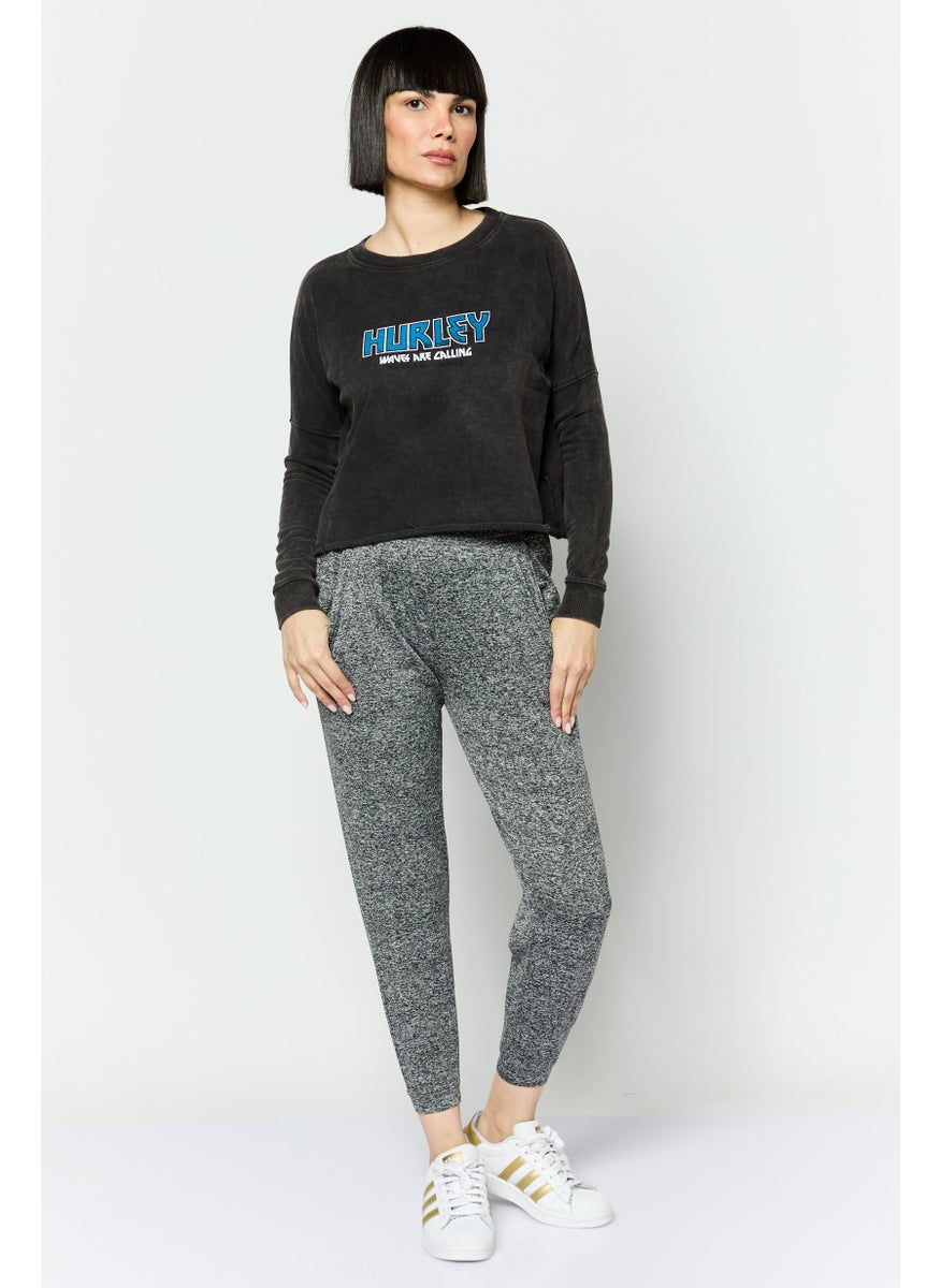 Hurley Women Sportswear Fit Long Sleeve Outdoor Sweatshirt, Black Combo  - Image 4