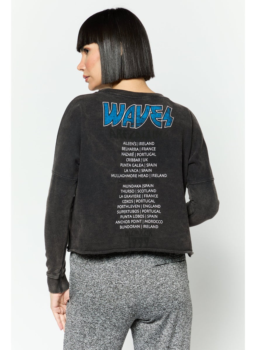 Hurley Women Sportswear Fit Long Sleeve Outdoor Sweatshirt, Black Combo  - Image 3