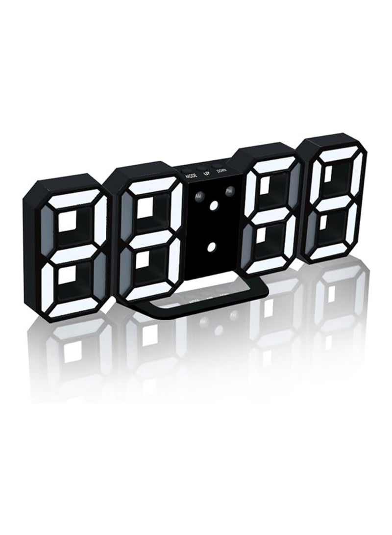 3D LED Night Light Digital Alarm Clock, 8.4" Alarm Clocks for Bedrooms, 0-100% Dimmer, 12/24H, Snooze for Office Bedroom Nightstand Desk (Black/White)  - Image 1