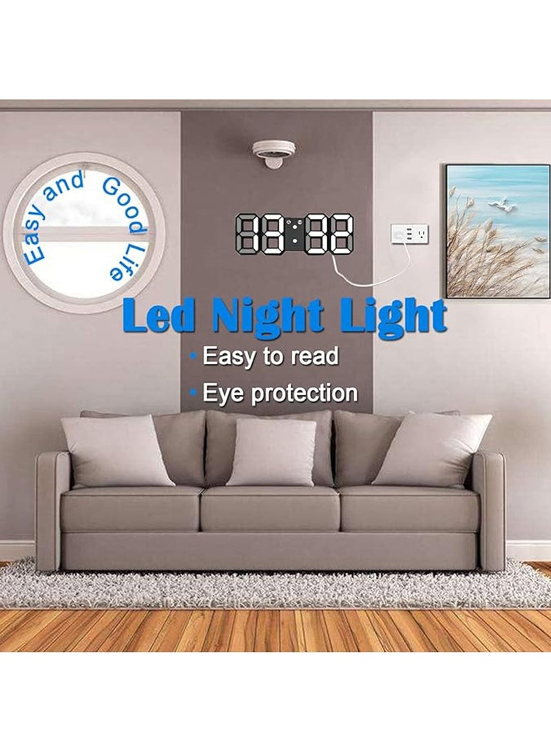 3D LED Night Light Digital Alarm Clock, 8.4" Alarm Clocks for Bedrooms, 0-100% Dimmer, 12/24H, Snooze for Office Bedroom Nightstand Desk (Black/White)  - Image 2