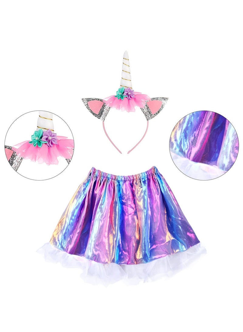 3 Piece Girls Costume, Macaron Princess Dress Up Outfit with Tutu Skirt Headband, for 3-10y Kids Carnival Cosplay Costume Accessories - Image 5