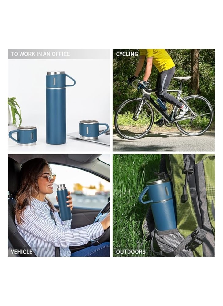 Generic - Thermos Flask 500ml Stainless Steel Insulated Bottle with 3 Cups – Leak-Proof Hot & Cold Travel Bottle for Coffee & Tea - Image 1
