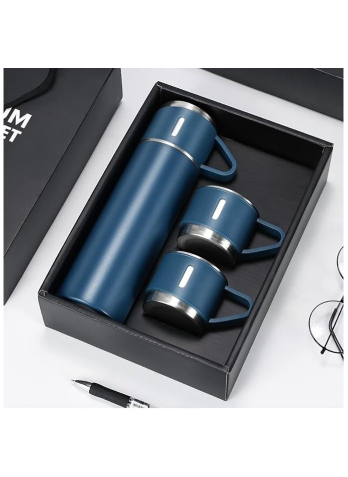 Generic - Thermos Flask 500ml Stainless Steel Insulated Bottle with 3 Cups – Leak-Proof Hot & Cold Travel Bottle for Coffee & Tea - Image 1