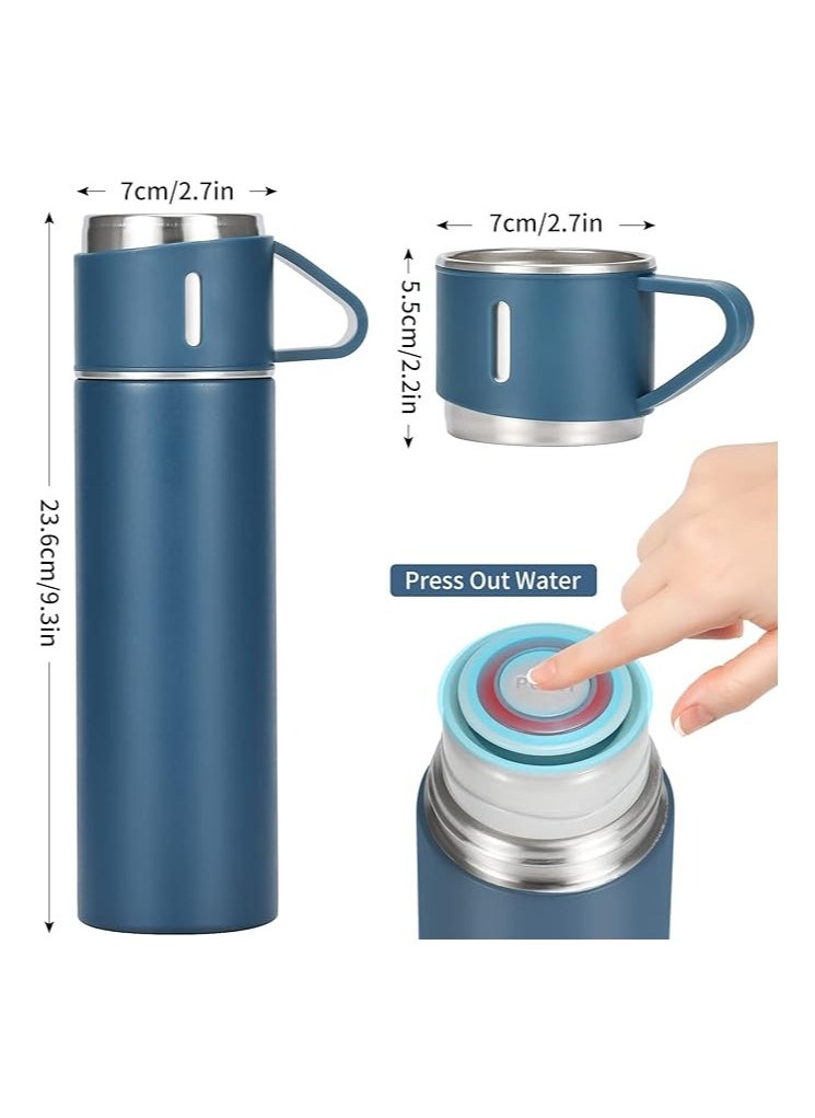 Generic - Thermos Flask 500ml Stainless Steel Insulated Bottle with 3 Cups – Leak-Proof Hot & Cold Travel Bottle for Coffee & Tea - Image 1