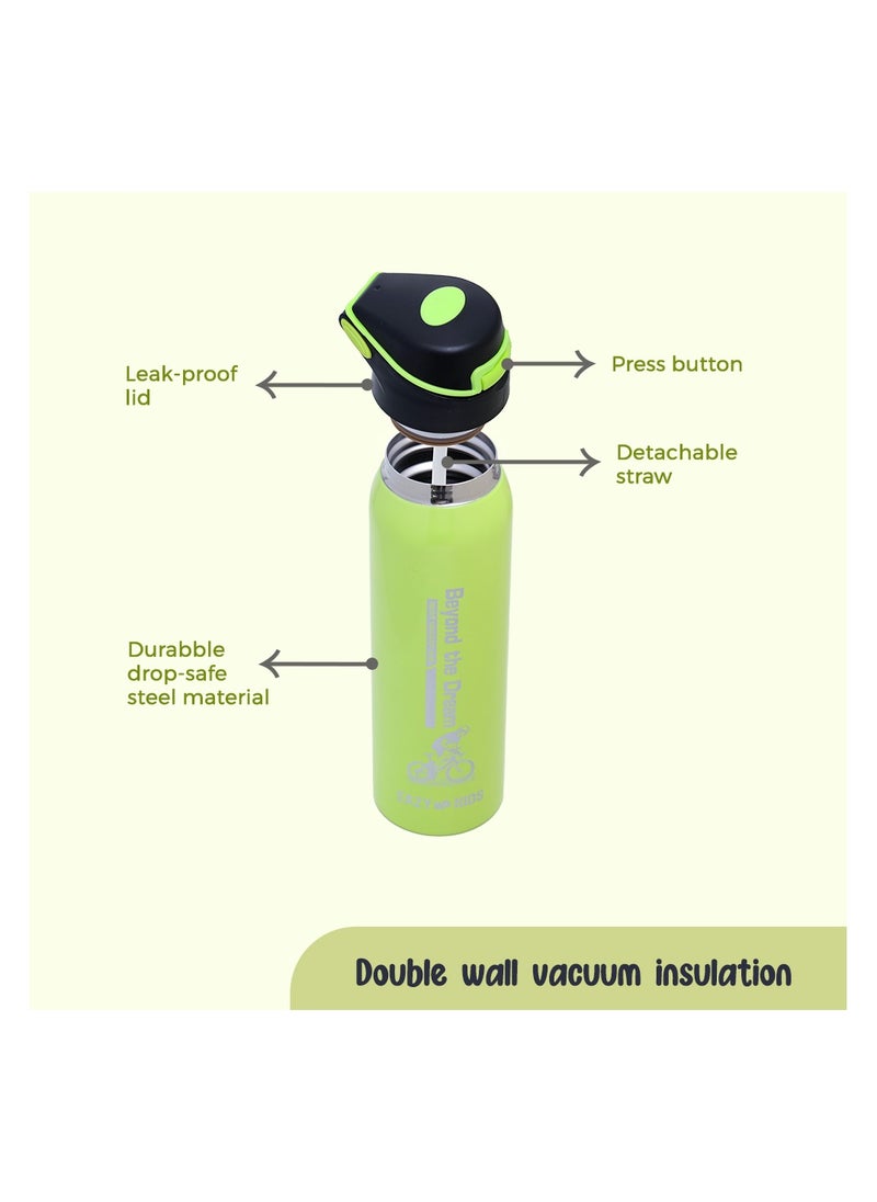 Eazy Kids Eazy Kids Double Wall Insulated School Water Bottle - Green, 500ml  - Image 3
