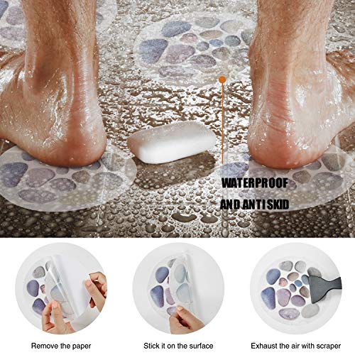 Secopad Non Slip Bathtub Stickers, 10 PCS Large Cobblestone Adhesive Anti Slip Decal Treads for Shower and Bath Tub with Premium Scraper - Image 3
