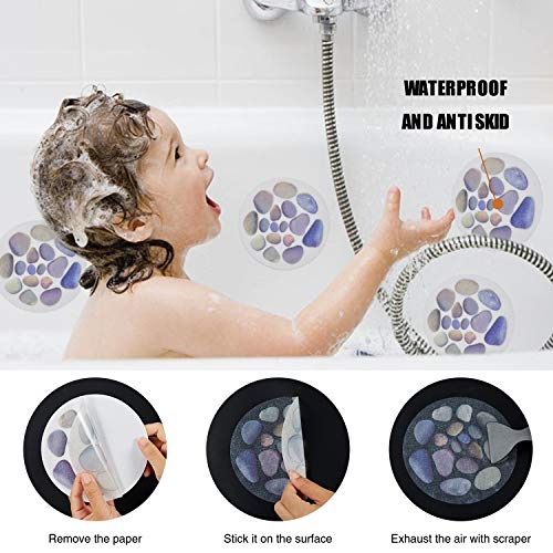 Secopad Non Slip Bathtub Stickers, 10 PCS Large Cobblestone Adhesive Anti Slip Decal Treads for Shower and Bath Tub with Premium Scraper - Image 5