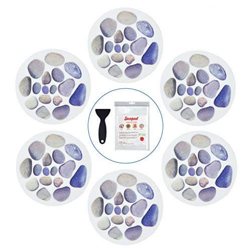 Secopad Non Slip Bathtub Stickers, 10 PCS Large Cobblestone Adhesive Anti Slip Decal Treads for Shower and Bath Tub with Premium Scraper - Image 1