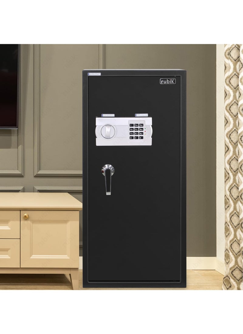 Rubik - Safe Box Large with Digital Keypad and Key Lock, Security Locker for Money Files Folder Documents Jewelry Office Home RB90EG (Size, 90x40x50cm) Black - Image 1