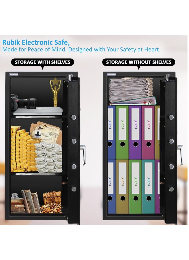 Rubik - Safe Box Large with Digital Keypad and Key Lock, Security Locker for Money Files Folder Documents Jewelry Office Home RB90EG (Size, 90x40x50cm) Black - Image 1