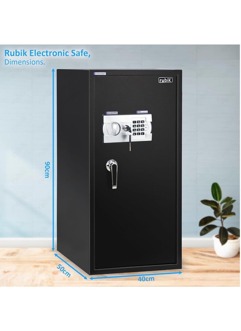 Rubik - Safe Box Large with Digital Keypad and Key Lock, Security Locker for Money Files Folder Documents Jewelry Office Home RB90EG (Size, 90x40x50cm) Black - Image 1