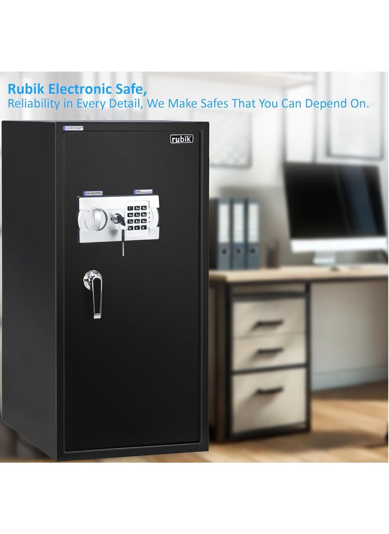 Rubik - Safe Box Large with Digital Keypad and Key Lock, Security Locker for Money Files Folder Documents Jewelry Office Home RB90EG (Size, 90x40x50cm) Black - Image 1