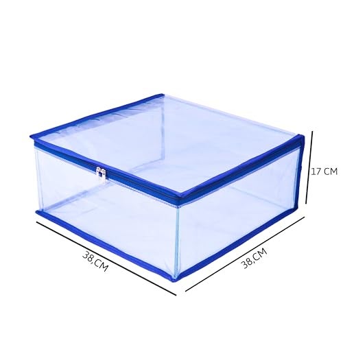 MBW Clothes Organiser for Wardrobe, Saree Covers with zip, Saree Organizer for Wardrobe, Clothes Storage Bag, Saree Bags Storage, Saree Covers for Storage, Transparent (Navy Blue - Pack of 1) - Image 3