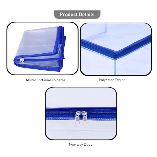 MBW Clothes Organiser for Wardrobe, Saree Covers with zip, Saree Organizer for Wardrobe, Clothes Storage Bag, Saree Bags Storage, Saree Covers for Storage, Transparent (Navy Blue - Pack of 1) - Image 4