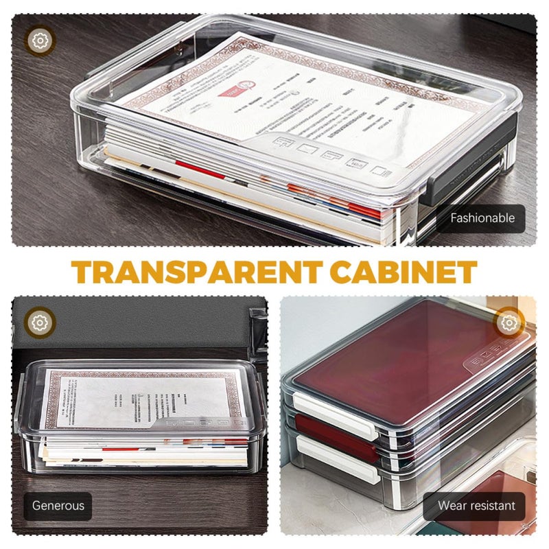 Stackable Plastic File Storage Box with Lid Document Organizer Tray for Office Home Drawer - Image 4