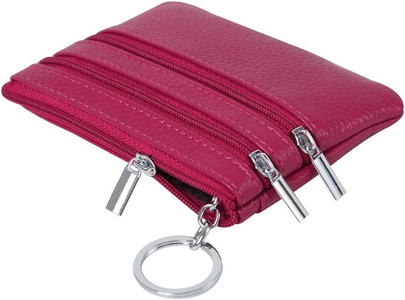 Cynure Women's Genuine Leather Coin Purse Mini Pouch Change Wallet with Keychain - Image 5