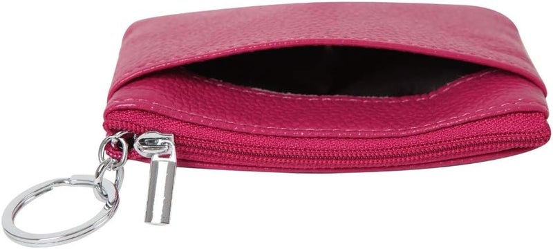 Cynure Women's Genuine Leather Coin Purse Mini Pouch Change Wallet with Keychain - Image 3