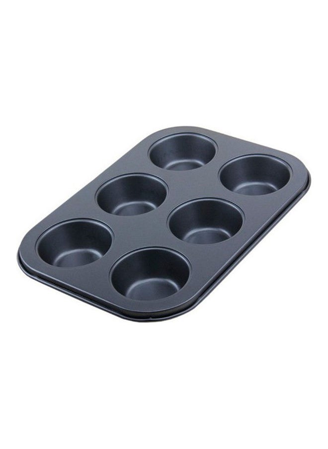 Generic - 6/12 Piece Superior Carbon Steel Non-Stick Cake Bakeware Multiple Pattern Doughnut Banana Minnow Cat Claw Round Baking Mould Black 26.5*2.8*18.5cm - Image 1