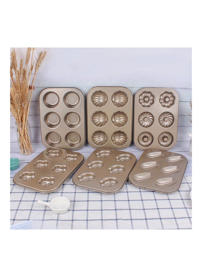 Generic - 6/12 Piece Superior Carbon Steel Non-Stick Cake Bakeware Multiple Pattern Doughnut Banana Minnow Cat Claw Round Baking Mould Black 26.5*2.8*18.5cm - Image 1