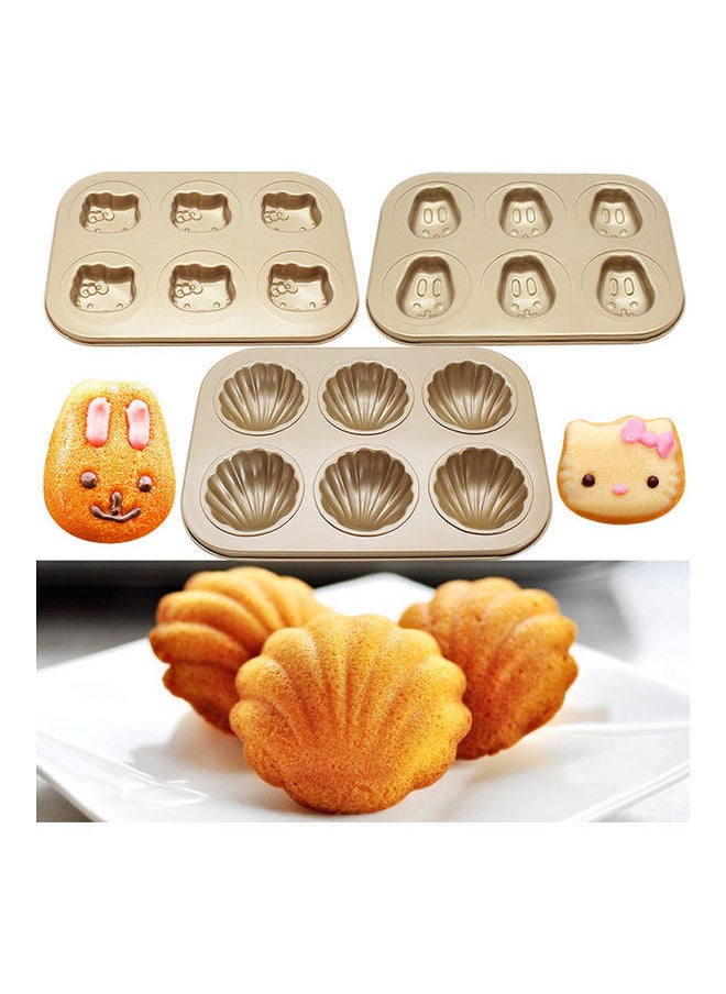 Generic - 6/12 Piece Superior Carbon Steel Non-Stick Cake Bakeware Multiple Pattern Doughnut Banana Minnow Cat Claw Round Baking Mould Black 26.5*2.8*18.5cm - Image 1