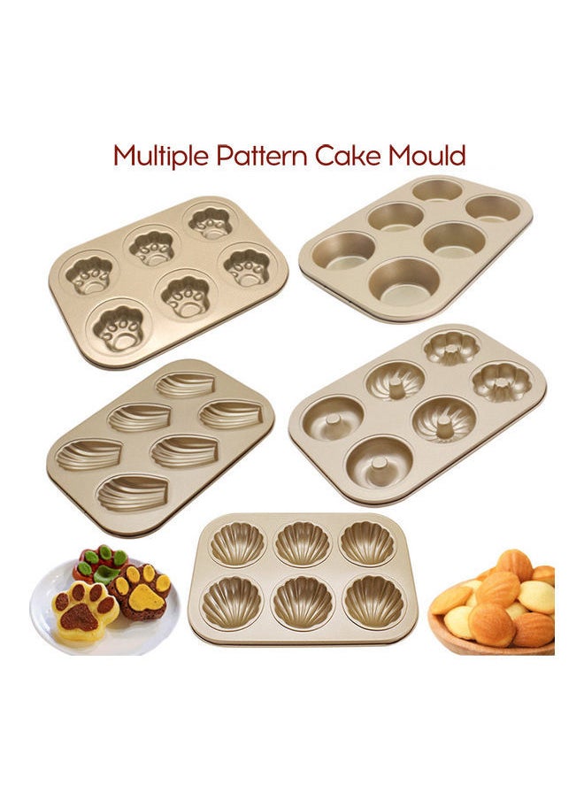 Generic - 6/12 Piece Superior Carbon Steel Non-Stick Cake Bakeware Multiple Pattern Doughnut Banana Minnow Cat Claw Round Baking Mould Black 26.5*2.8*18.5cm - Image 1