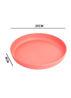 NIBEMINENT 25cm Wheat PP Durable Dinner Plate Fruit TrayPink Pink 
